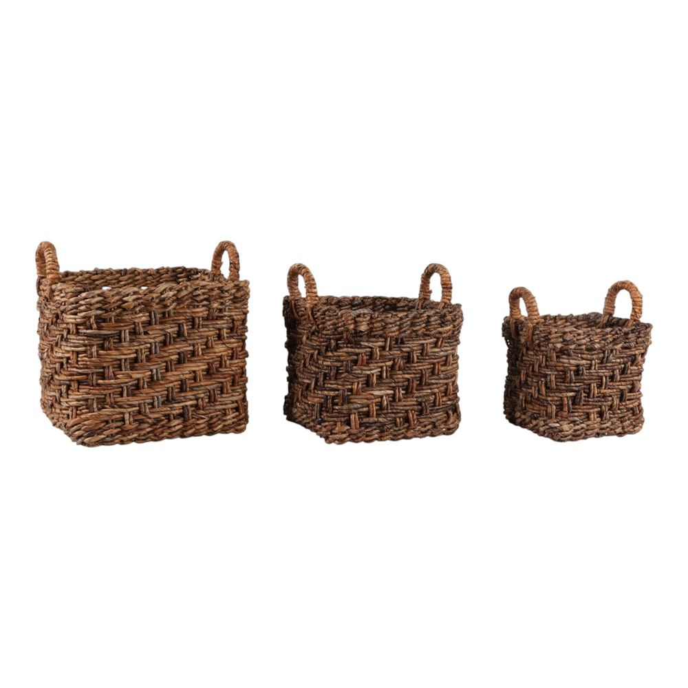 ROMANLAKE SET OF 3 BROWN BASKETS 17 (IN)