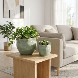 DRAPERSTONE SET OF 2 GREEN PLANTER 6 (IN) 2