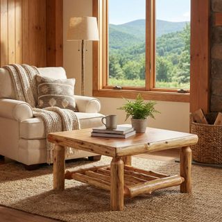 Cedar Log Square Coffee Table - 42-inch - Coffee - Armor