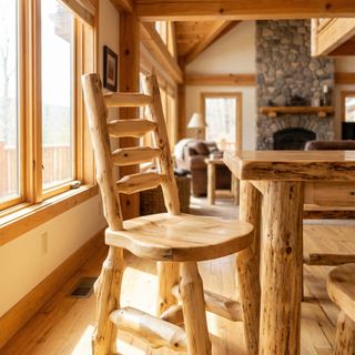 Cedar Bistro Ladder-back Log Side Chair - Coffee
