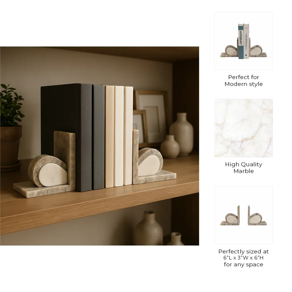 DAYTONVIEW SET OF 2 IVORY BOOKENDS 6 (IN)