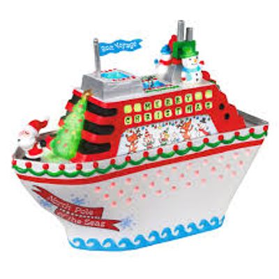 CRUISERS BOAT CHRISTMAS ORNAMENT W SPINNING PROPELLER - PUFFIN FAMILY
