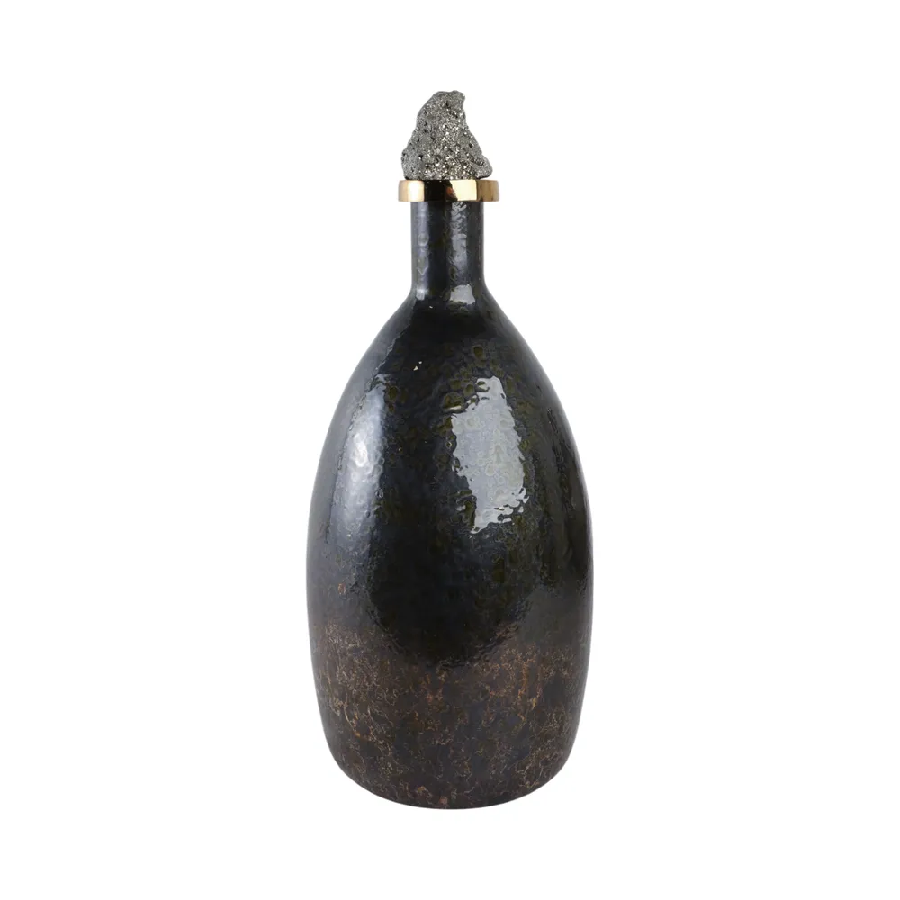 FARLEYDALE BLACK GLASS VASE 20 (IN)