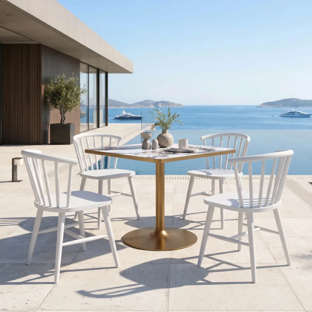 Caliza Dining Table White & Gold