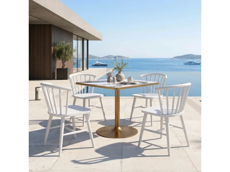 Caliza Dining Table White & Gold 2