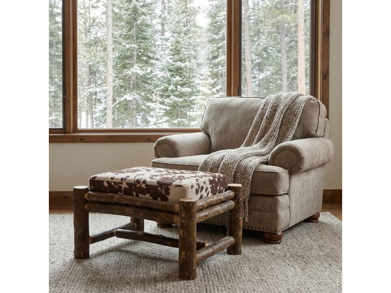 Hickory Log Large Ottoman - Customer Material- Fabric TBD 1