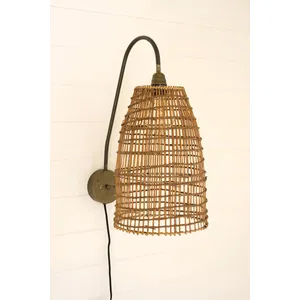 Wicker Dome Wall Sconce Lamp 1
