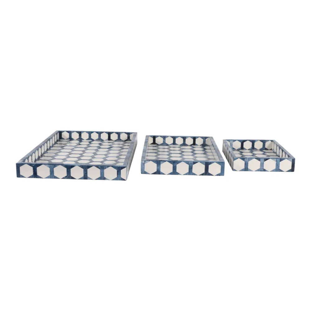 RHEAFORD SET OF 3 BLUE TRAY 2 (IN)