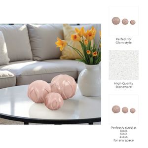 FINTONPORT SET OF 3 PINK ORBS 6 (IN) 9