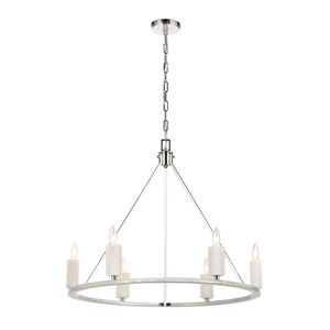White Stone 30'' Wide 6-Light Chandelier - Polished Nickel 1