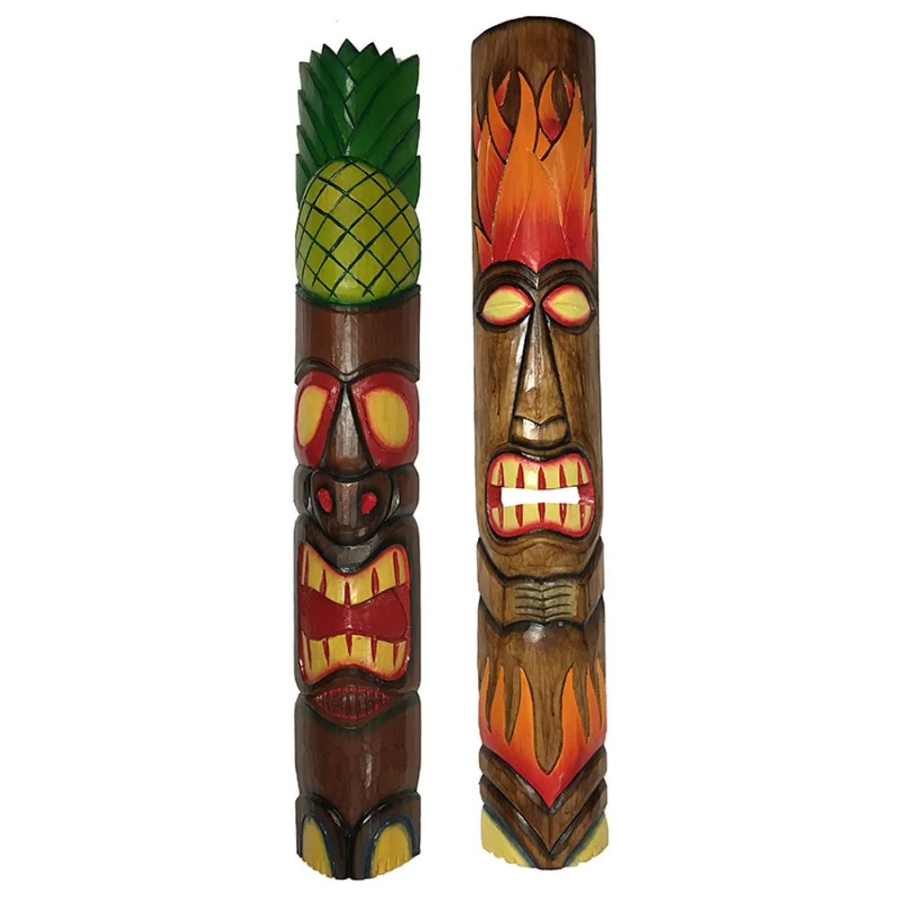 38" TOTEM POLE MASK 2-ASST ORANGE/GREEN