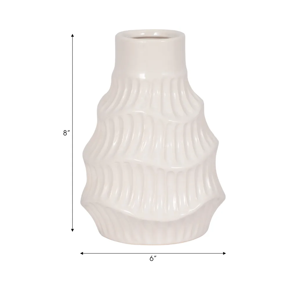 WELDONBEACH WHITE VASE 8 (IN)