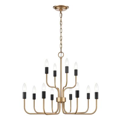 Epping Avenue 24'' Wide 12-Light Chandelier - Aged Brass