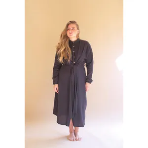 Long-Sleeve Dress with Front-Tie Detail 1