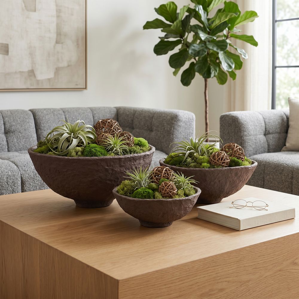 BECKLEY SET OF 3 BROWN BOWLS 10 (IN)