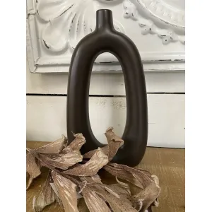 Tall Black Oval Vase 12in 1