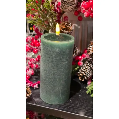 Green Melted Realistic Flame 3x6in LED Candle