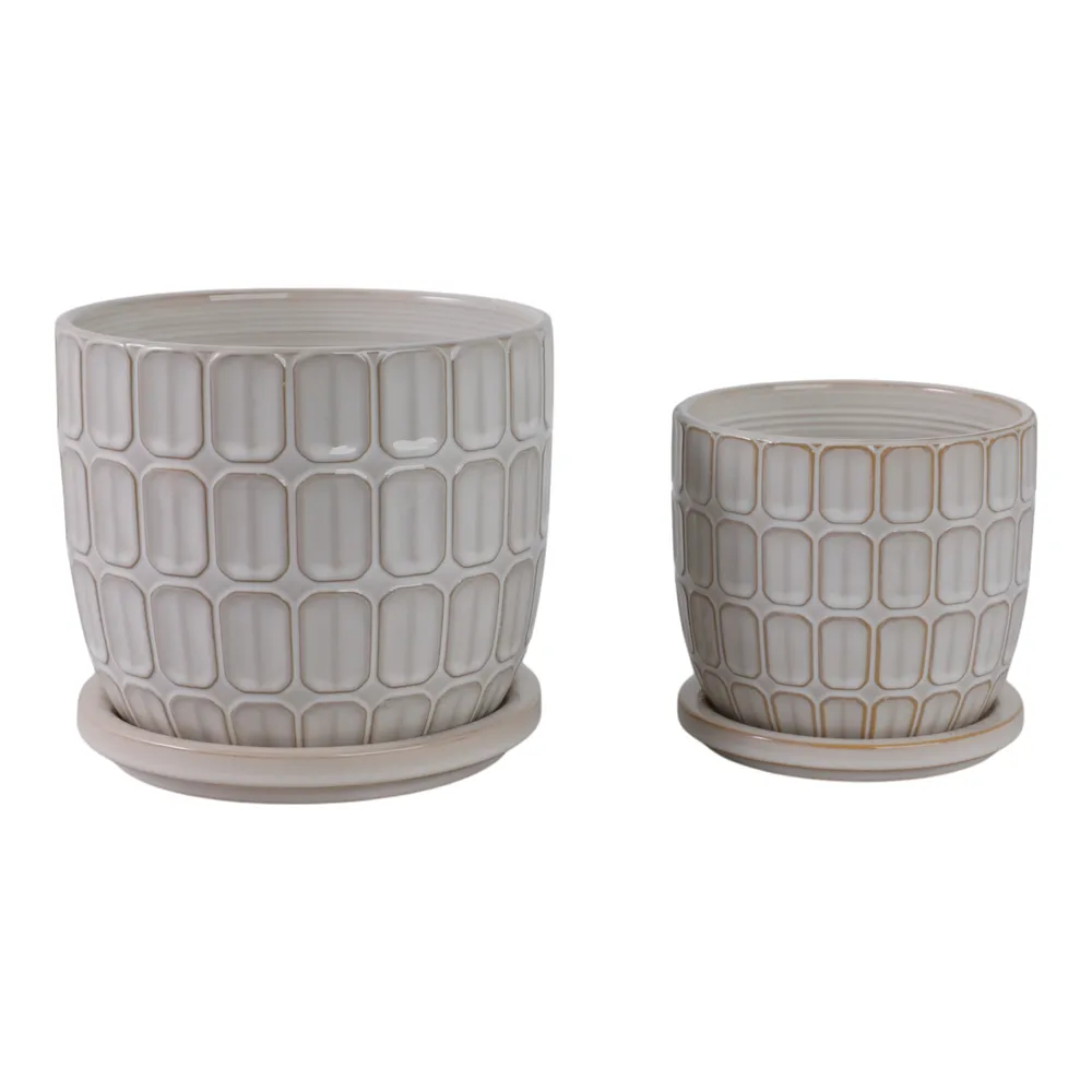 LEONAHAM SET OF 2 WHITE PLANTER 7 (IN)