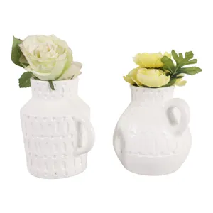 DENTONWORTH SET OF 2 WHITE VASES 7 (IN) 3