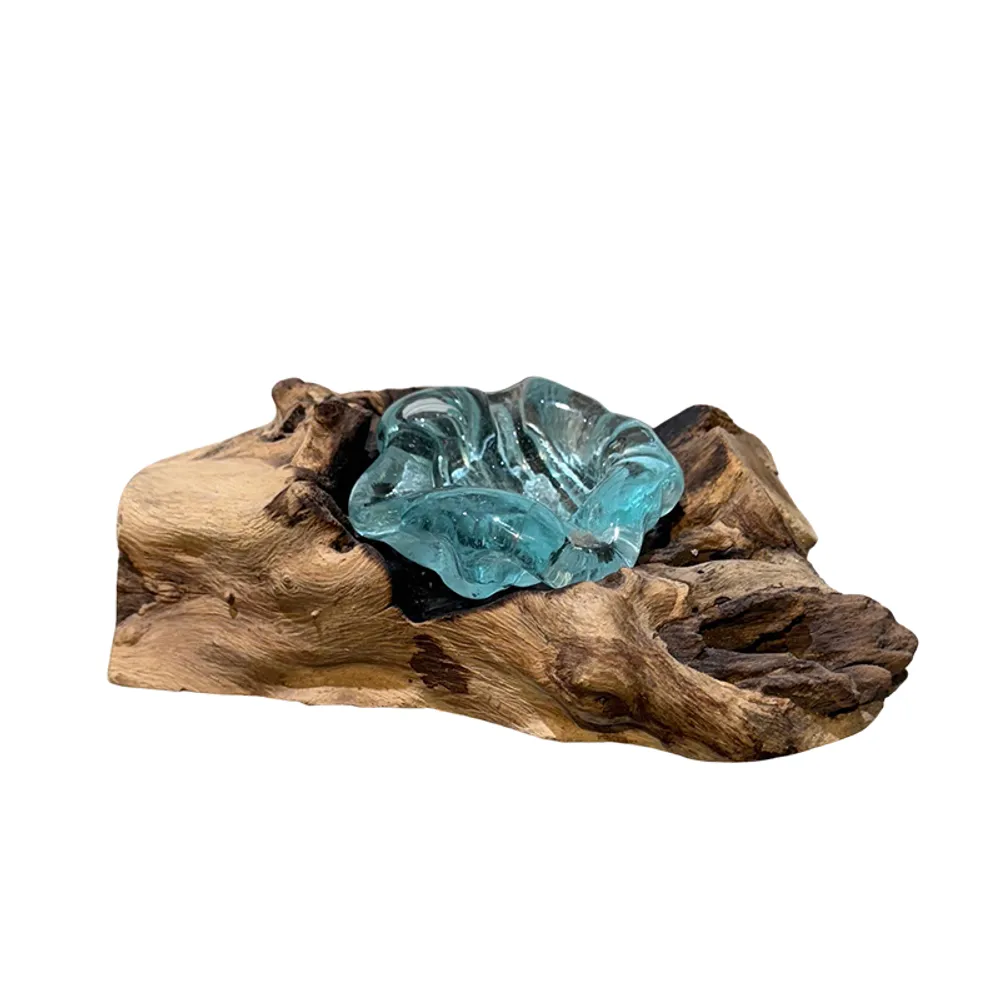8" FLAT GLASS ON DRIFTWOOD