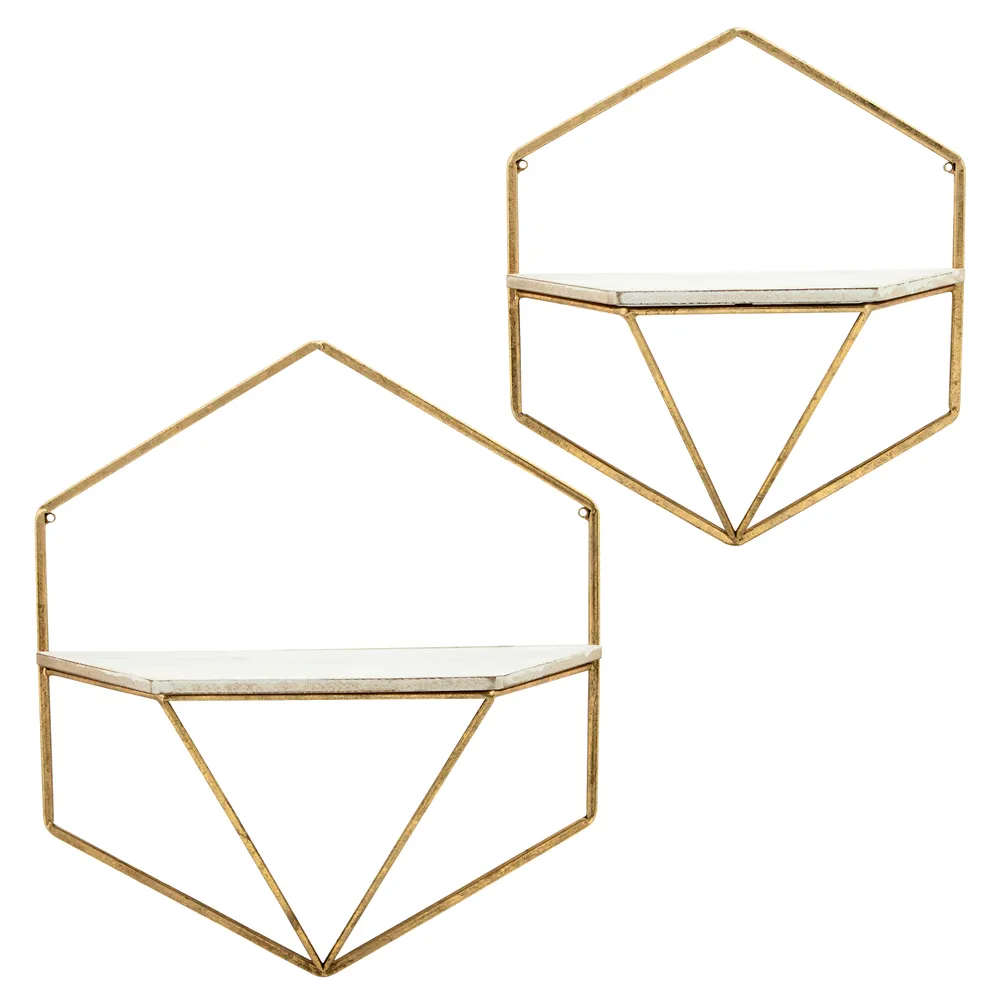 IRVINGMILL SET OF 2 GOLD WALL SHELF 17 (IN)