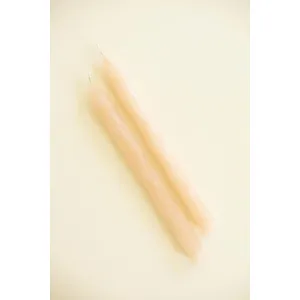 Set of 2 Rustic Taper Candles / Linen 3