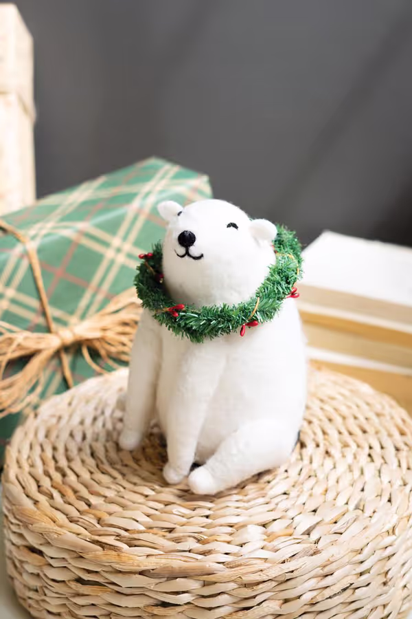 Lighted Felt Christmas Polar Bear