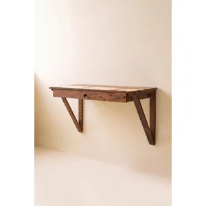 Reclaimed Wood Wall Desk with Drawer 4