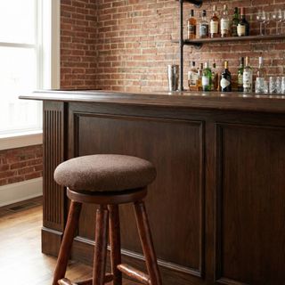 Hickory Log Round Swivel Barstool - Upholstered Seat - Standard Fabric - 18w x 18d x 30h