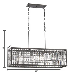 Nadina 37'' Wide 4-Light Linear Chandelier - Silverdust Iron 2