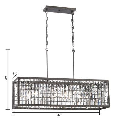 Nadina 37″ Wide 4-Light Linear Chandelier - Silverdust Iron