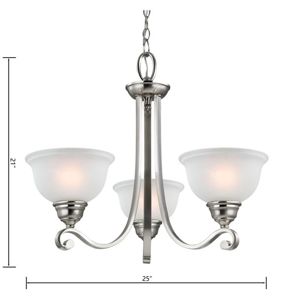 Hamilton 25'' Wide 3-Light Chandelier - Brushed Nickel with White Glass
