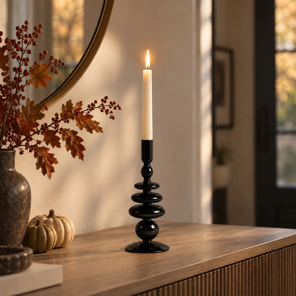 ELLENLAND BLACK CANDLE HOLDER 11 (IN)