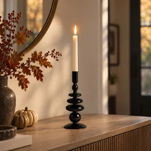 ELLENLAND BLACK CANDLE HOLDER 11 (IN) 2