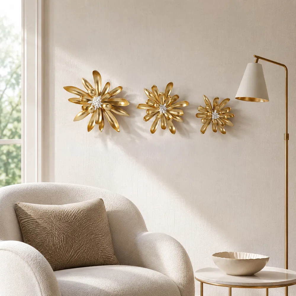 ELLENGROVE SET OF 3 GOLD WALL SCULPTURES 16 (IN)