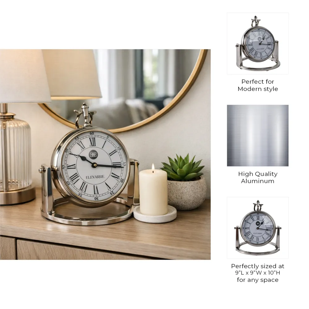 GROVERTON SILVER CLOCK 10 (IN)