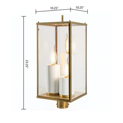 Back Bay 23.25″ High 3-Light Outdoor Post Light - Aged Brass