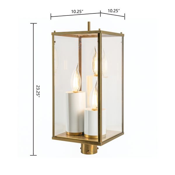 Back Bay 23.25'' High 3-Light Outdoor Post Light - Aged Brass