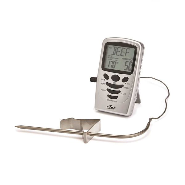 CDN Thermometer/Timer, Digital, Programmable Probe, Silver