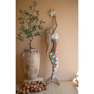Carved Wooden Mermaid Wall Art 1