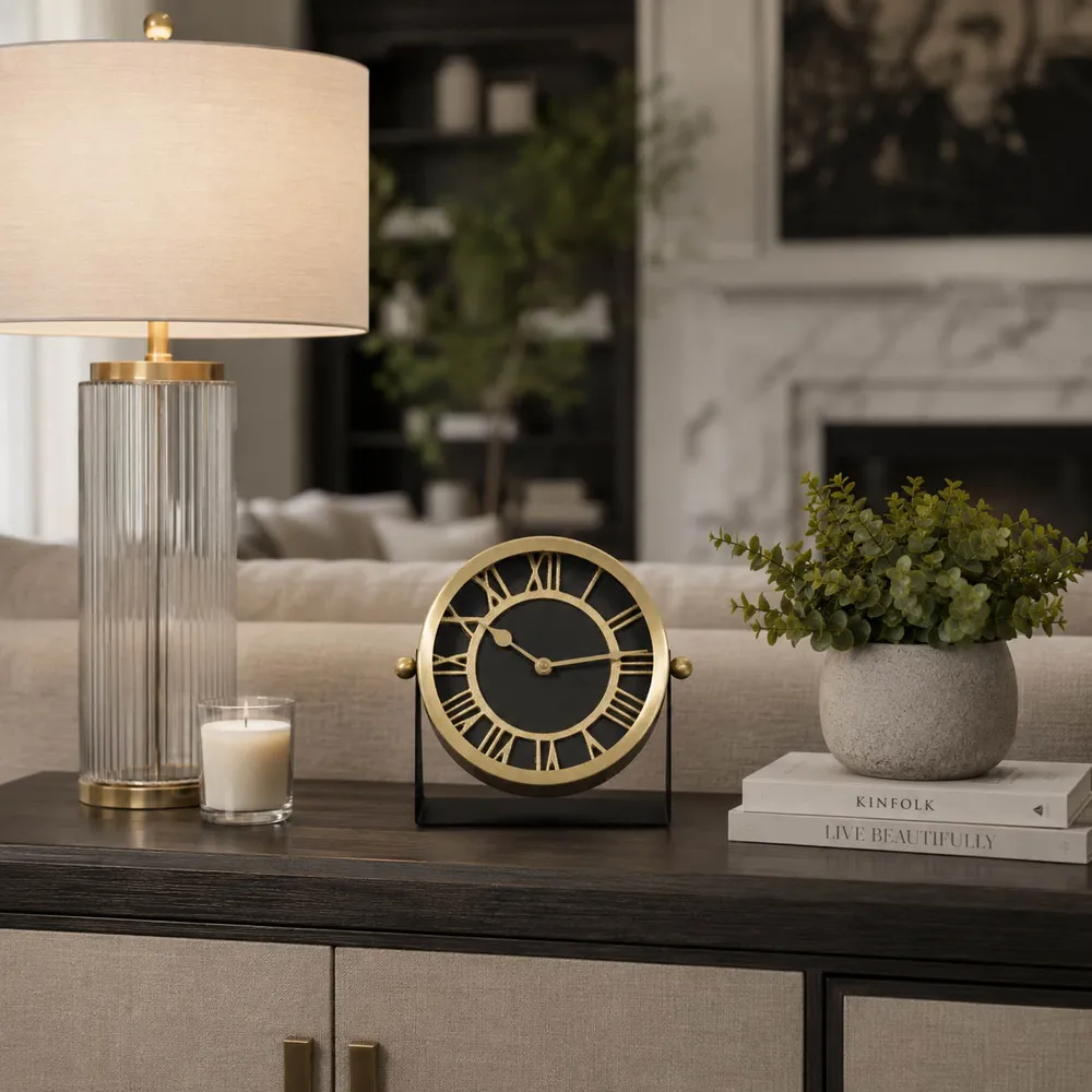 GLASTONLEY BLACK CLOCK 7 (IN)