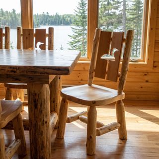 Cedar Cut-out Log Side Chair - Coffee - Loon