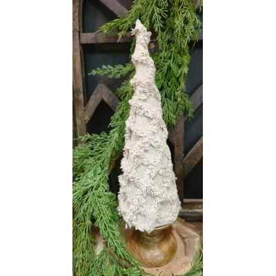 Small Fuzzy Beige Cone Tree 15.5x4.5x4.5in