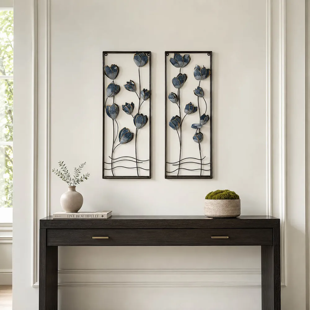 TANNERBEACH SET OF 2 BLUE METAL WALL 32 (IN)