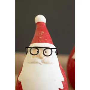 Set of 2 Cement Santas with Glasses 4