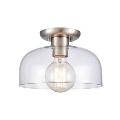 Brewer 10″ Wide 1-Light Semi Flush Mount - Brushed Nickel