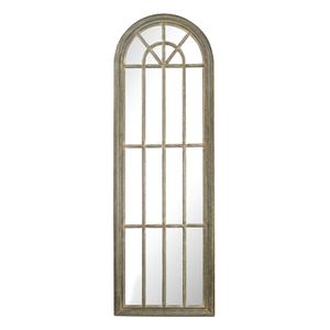 Arched Windowpane Wall Mirror - Gray 1