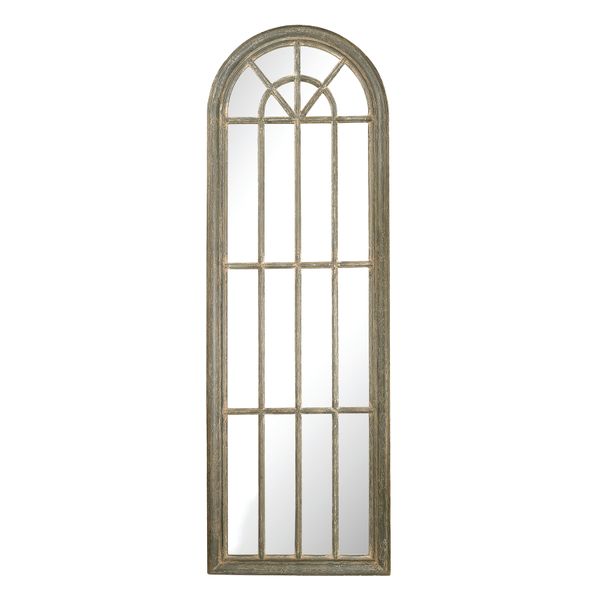 Arched Windowpane Wall Mirror - Gray
