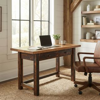 Barnwood Two Drawer Writing Desk - Antique Oak Top