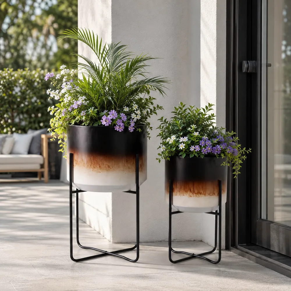 NICOLEHAM SET OF 2 BROWN PLANTER 23 (IN)